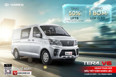 TẢI VAN TERA-V6 - SIÊU TIẾT KIỆM NHIÊN LIỆU - ƯU ĐÃI 50% LỆ PHÍ TRƯỚC BẠ - TẶNG BƠM LỐP Ô TÔ