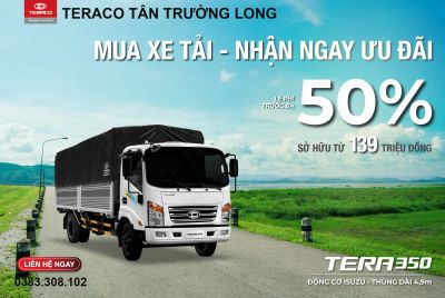 TERA350  ĐỘNG CƠ ISUZU - THÙNG DÀI 4.9M - ƯU ĐÃI 50% LỆ PHÍ TRƯỚC BẠ