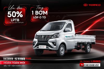 TERA STAR PLUS - TẢI NHẸ MÁY XĂNG TẢI TRỌNG 1.250 KG ƯU ĐÃI 50% LỆ PHÍ TRƯỚC BẠ - TẶNG KÈM BƠM LỐP Ô TÔ